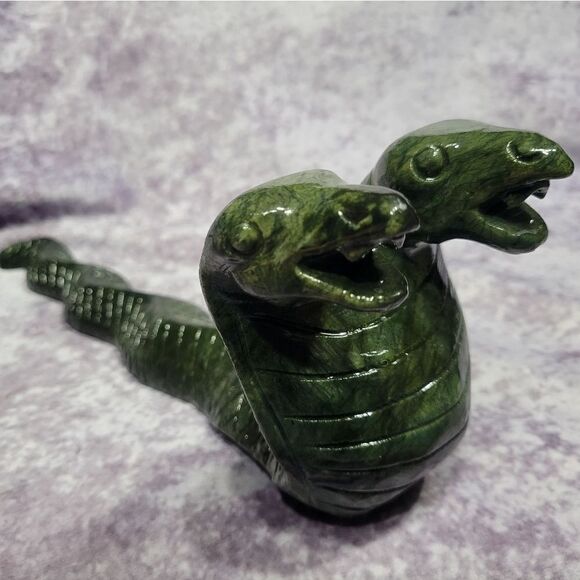 Green Jade Double Headed Snake - Picture 1 of 13